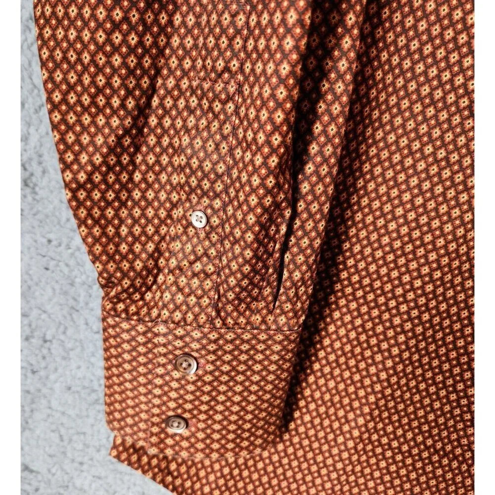 Banana Republic Argyle Diamond‎ Print Button Up Long Sleeve Shirt Size M 15-15.5